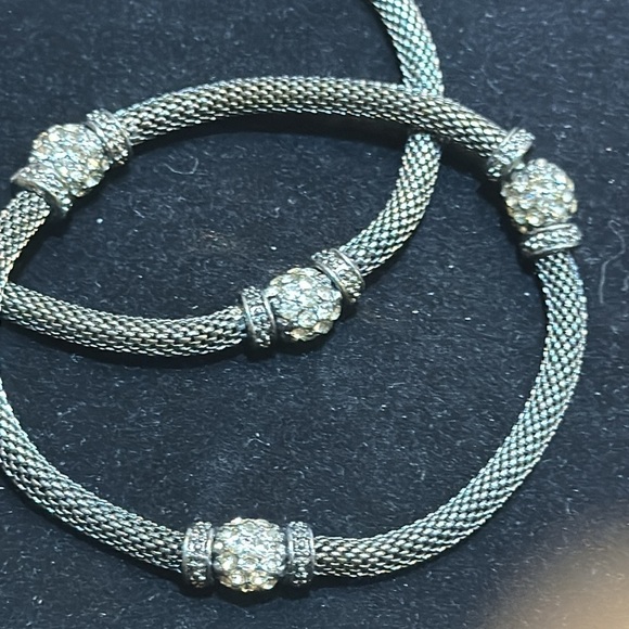 Silver Tone Stretch Rhinestones Bracelets set of two vintage Silpada - Picture 5 of 11
